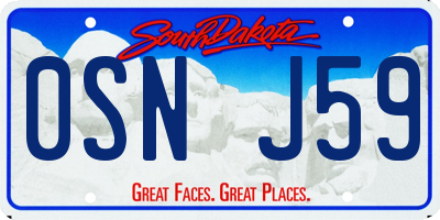 SD license plate 0SNJ59