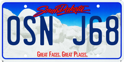 SD license plate 0SNJ68
