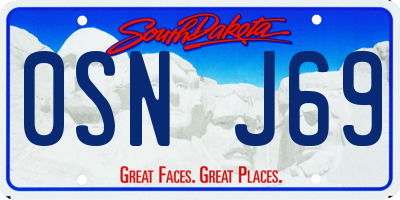 SD license plate 0SNJ69