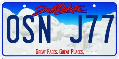 SD license plate 0SNJ77