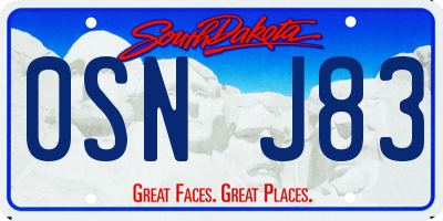 SD license plate 0SNJ83