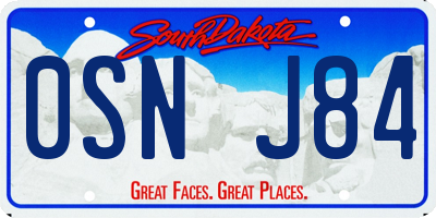 SD license plate 0SNJ84