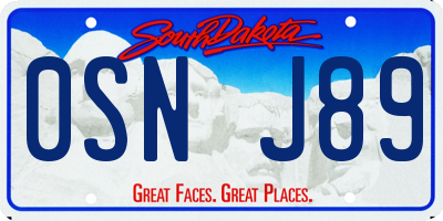 SD license plate 0SNJ89