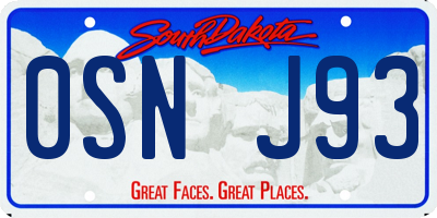SD license plate 0SNJ93