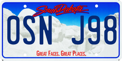 SD license plate 0SNJ98