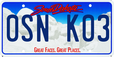 SD license plate 0SNK03