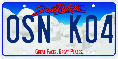 SD license plate 0SNK04