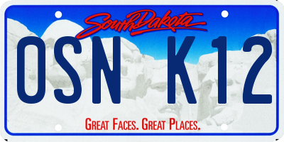 SD license plate 0SNK12
