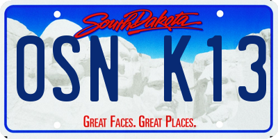SD license plate 0SNK13