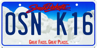 SD license plate 0SNK16
