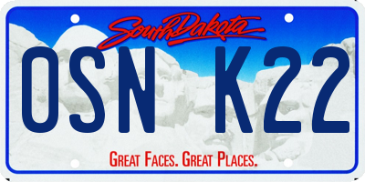 SD license plate 0SNK22