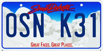 SD license plate 0SNK31