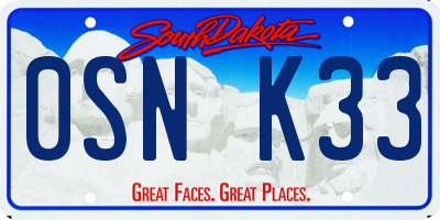 SD license plate 0SNK33