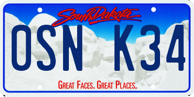SD license plate 0SNK34