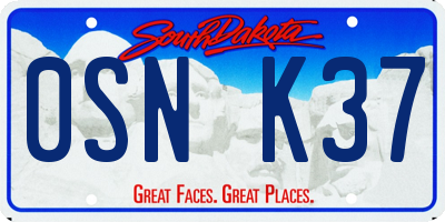 SD license plate 0SNK37