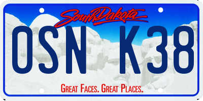 SD license plate 0SNK38