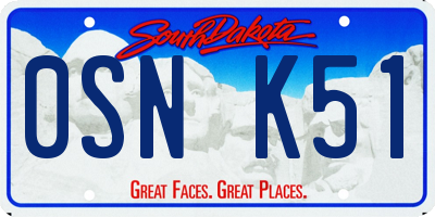 SD license plate 0SNK51