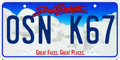SD license plate 0SNK67