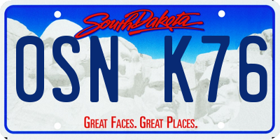 SD license plate 0SNK76