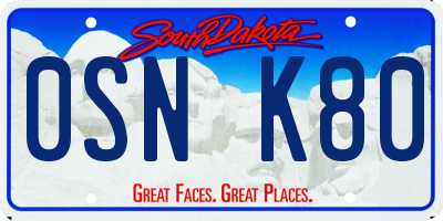 SD license plate 0SNK80