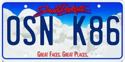 SD license plate 0SNK86