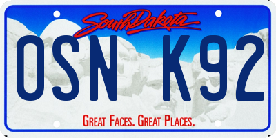 SD license plate 0SNK92