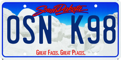 SD license plate 0SNK98