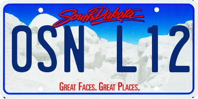 SD license plate 0SNL12