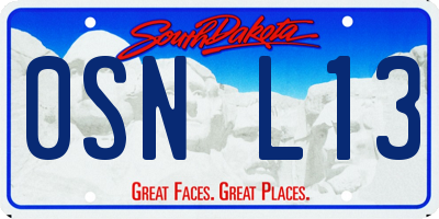 SD license plate 0SNL13