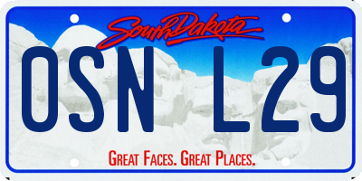 SD license plate 0SNL29