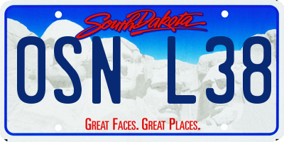 SD license plate 0SNL38