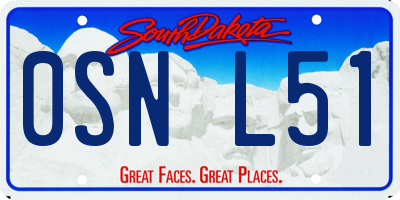 SD license plate 0SNL51