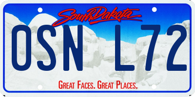 SD license plate 0SNL72