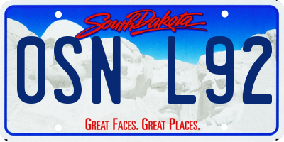 SD license plate 0SNL92