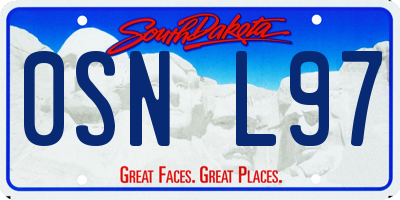SD license plate 0SNL97