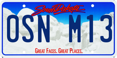 SD license plate 0SNM13