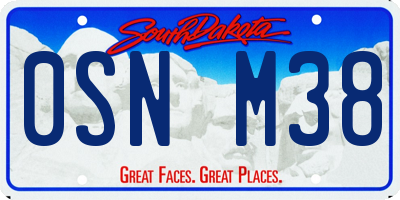 SD license plate 0SNM38