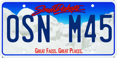SD license plate 0SNM45
