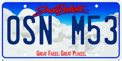 SD license plate 0SNM53