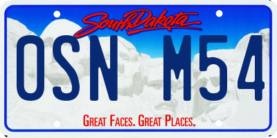 SD license plate 0SNM54