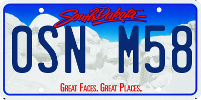 SD license plate 0SNM58