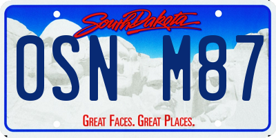 SD license plate 0SNM87