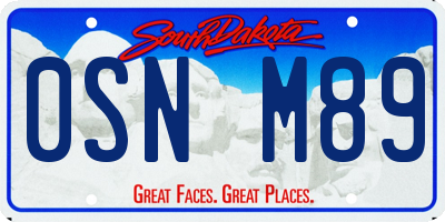 SD license plate 0SNM89