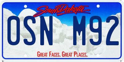 SD license plate 0SNM92