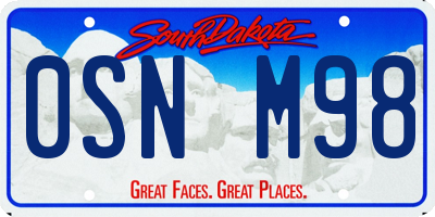 SD license plate 0SNM98