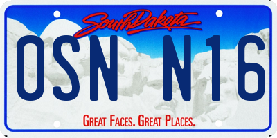 SD license plate 0SNN16
