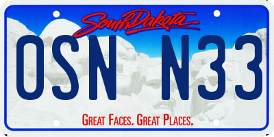 SD license plate 0SNN33