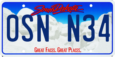 SD license plate 0SNN34