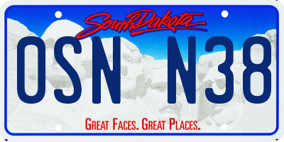 SD license plate 0SNN38