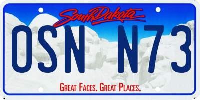 SD license plate 0SNN73